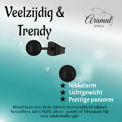 Zwarte Bolletjes Oorbellen 4mm - oor3313 - 13882 - Oorbellen kopen# - 4mm - alles - bolletjes
