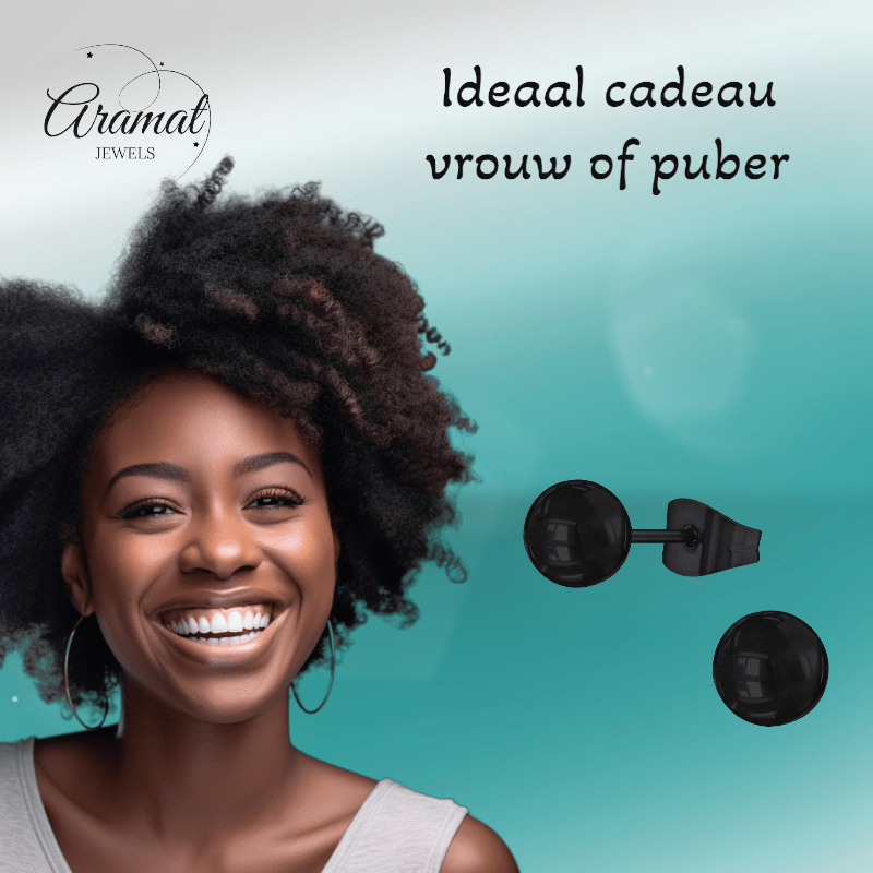 Zwarte Bolletjes Oorbellen 5mm - oor3765 - Oorbellen kopen# - 5mm - alles - bolletjes