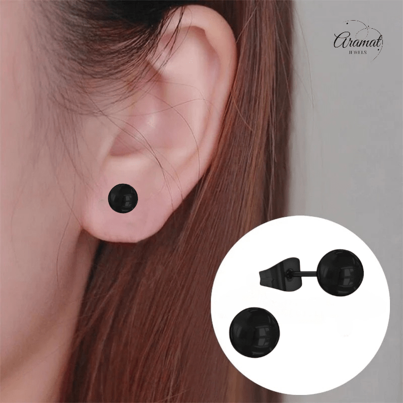 Zwarte Bolletjes Oorbellen 7mm - oor3766 - Oorbellen kopen# - 7mm - alles - bolletjes