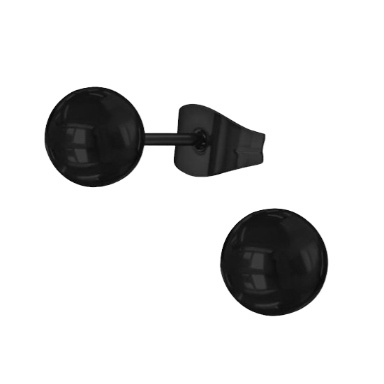 Zwarte Bolletjes Oorbellen 7mm - oor3766 - Oorbellen kopen# - 7mm - alles - bolletjes