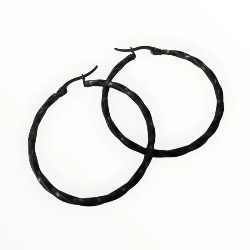 Black Twisted Steel Earrings