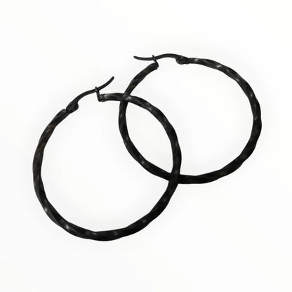 Black Twisted Steel Earrings