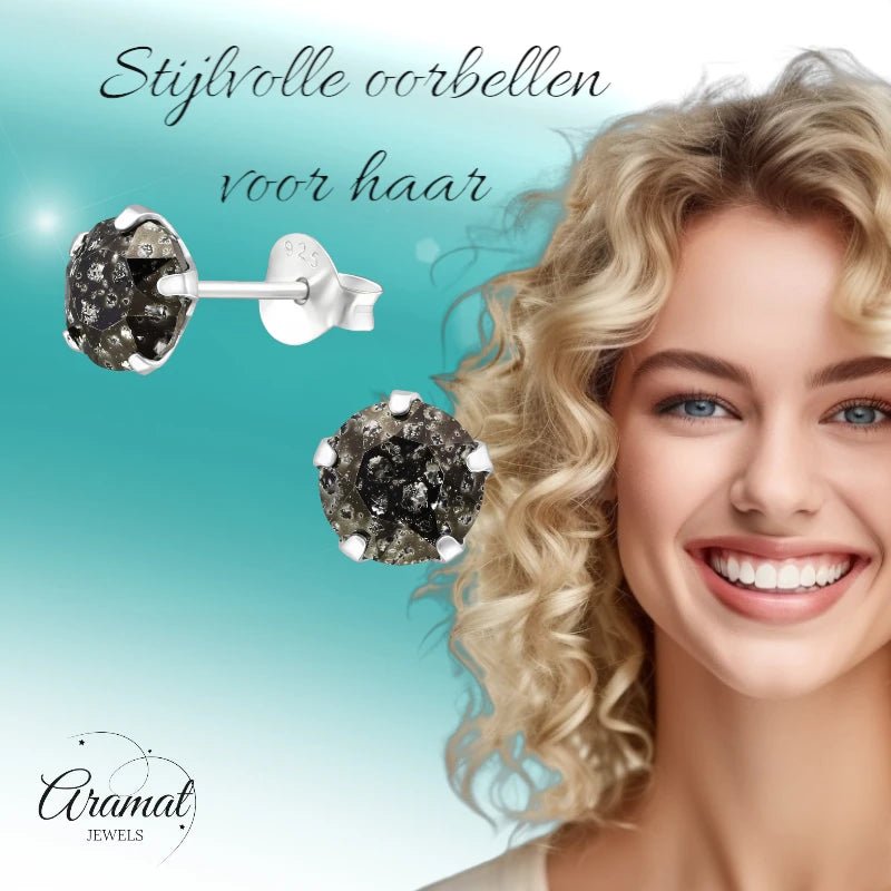 Zwarte Kristal Oorbellen 925 Zilver – 6mm Black Diamond - oor789 - 34950 - Oorbellen kopen# - 6mm - alles - cadeau