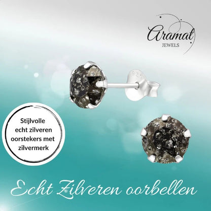Zwarte Kristal Oorbellen 925 Zilver – 6mm Black Diamond - oor789 - 34950 - Oorbellen kopen# - 6mm - alles - cadeau
