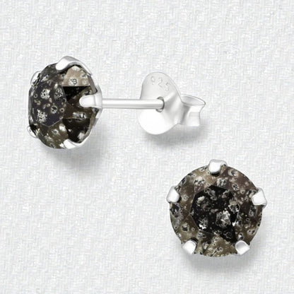 Zwarte Kristal Oorbellen 925 Zilver – 6mm Black Diamond - Aramat Jewels - Oorbellen - cadeautip
