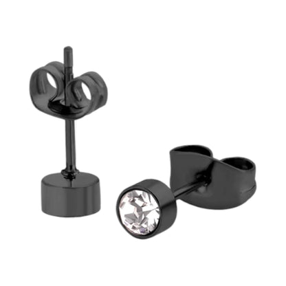 Zwarte Oorbellen met Kristal | 4mm Uniseks - oor3749 - Oorbellen kopen# - 4mm - alles