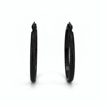 Zwarte RVS Oorringen met Puntjes Motief 25mm - Aramat Jewels - Oorringen - cadeautip