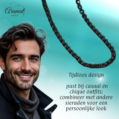 Stainless Steel Jasseron Chain Black 50-60cm - Cool Link Chain Unisex