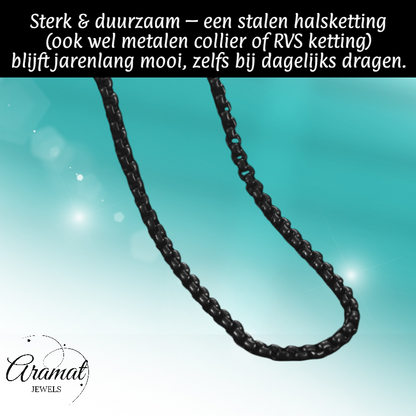 Stainless Steel Jasseron Chain Black 50-60cm - Cool Link Chain Unisex