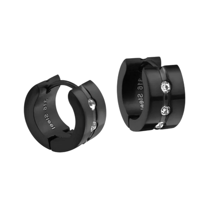Earrings – Steel Huggies Zirconia Black (13mm)