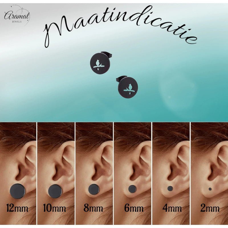 Zwarte Vogel Oorbellen RVS – 12mm – Dierenoorbellen voor Vrouwen - oor4210 - Oorbellen kopen# - 12mm - alles - cadeau