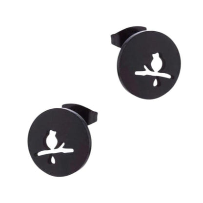Zwarte Vogel Oorbellen RVS – 12mm – Dierenoorbellen voor Vrouwen - oor4210 - Oorbellen kopen# - 12mm - alles - cadeau