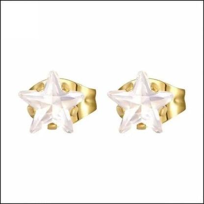 Een paar gouden en witte ster oorbellen