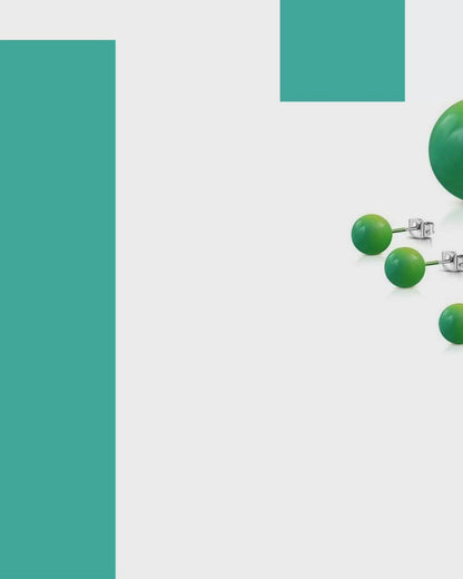 Stainless Steel Bead Earrings Colorful Acrylic 4-8mm - Cheerful Stud Earrings