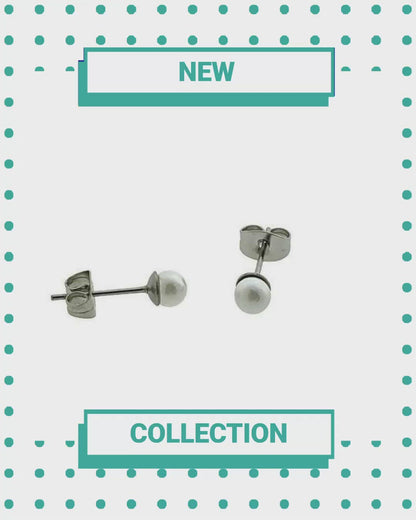 Boucles d'oreilles en perles blanches, fabriquées en acier chirurgical