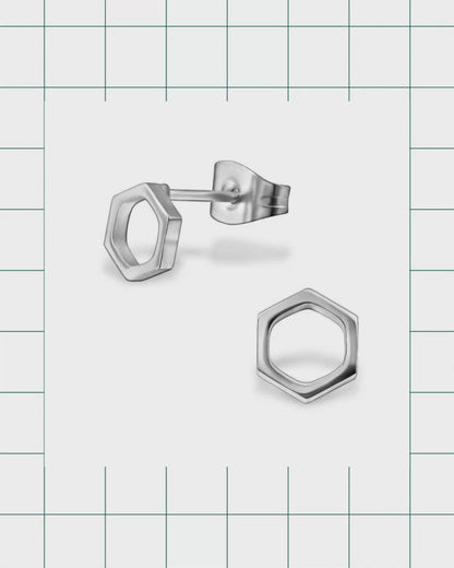 Steel Hexagon Earrings - Multiple Models
