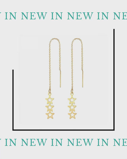 Stainless Steel Star Pull-Through Earrings Various Colors - Star Pendants