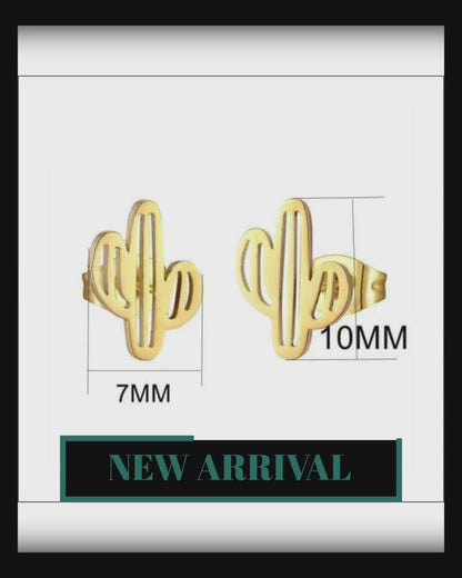 Beautiful Steel Cactus Earrings