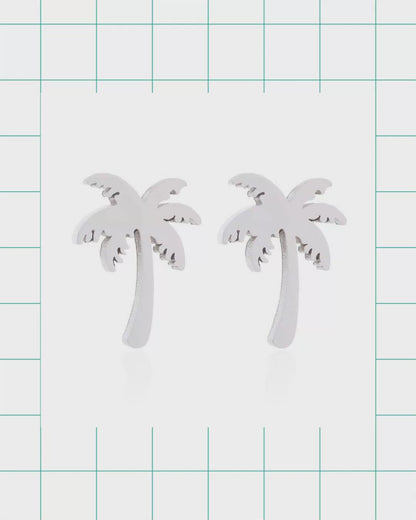 Steel Palm Tree Earrings - Summer Accessory