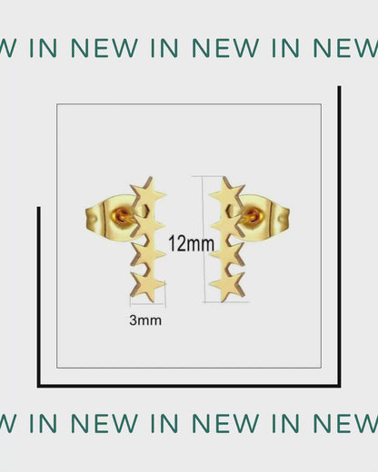 Steel Star Earrings with 4 stars