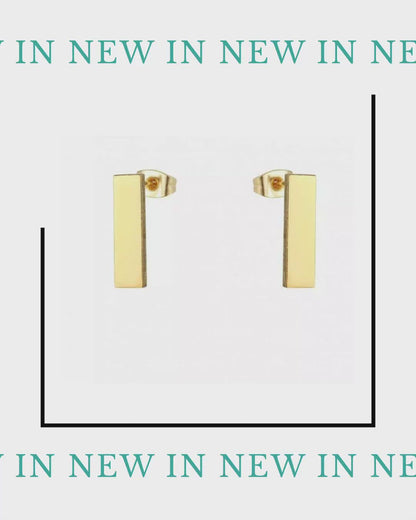 Stainless Steel Bar Earrings Various Colors 11x5mm - Minimalist Studs