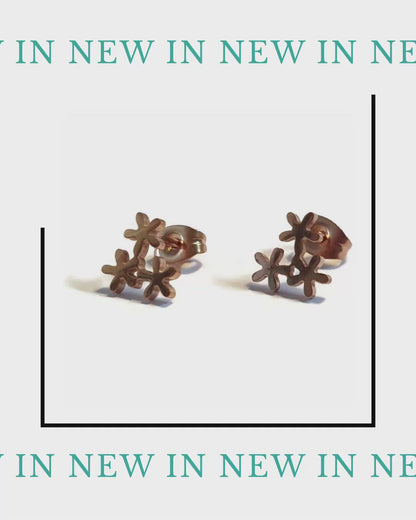 Stainless Steel Flower Earrings Various Colors - Flower Stud Earrings