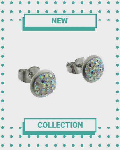 Druzy Earrings with Crystal Stainless Steel