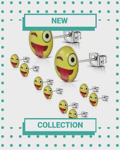 Boucles d'oreilles puces smiley jaune joyeux 9 mm