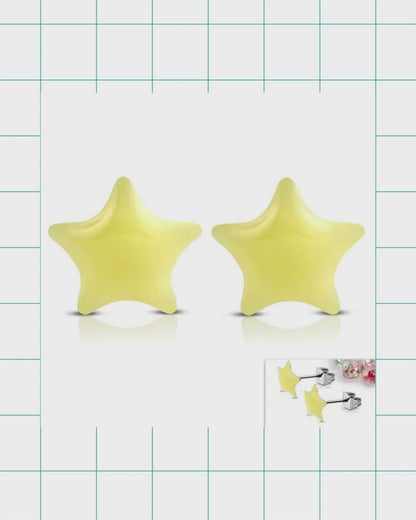 Colorful stainless steel star earrings